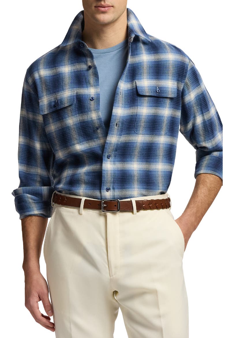 Cooper Plaid Hemp & Cotton Button-Up Shirt, Main, color, WINWARD BLUE MULTI