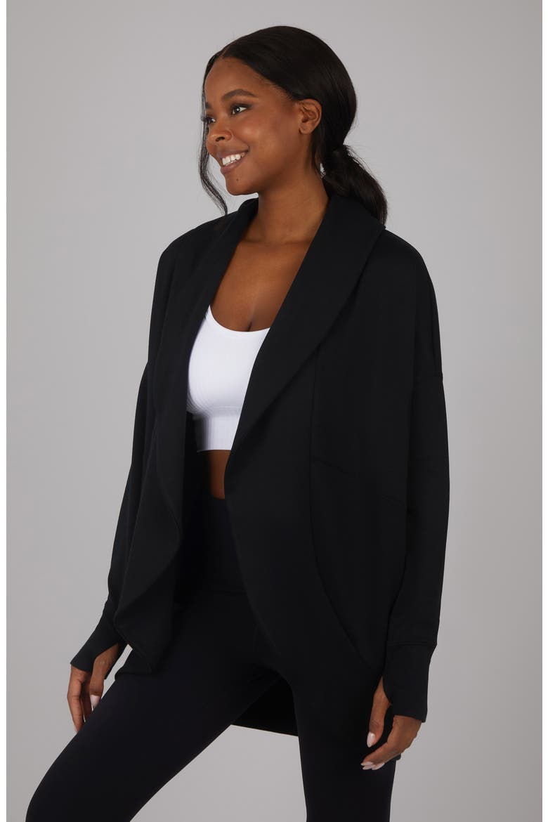 London Open Front Scuba Knit Cardigan, Alternate, color, BLACK