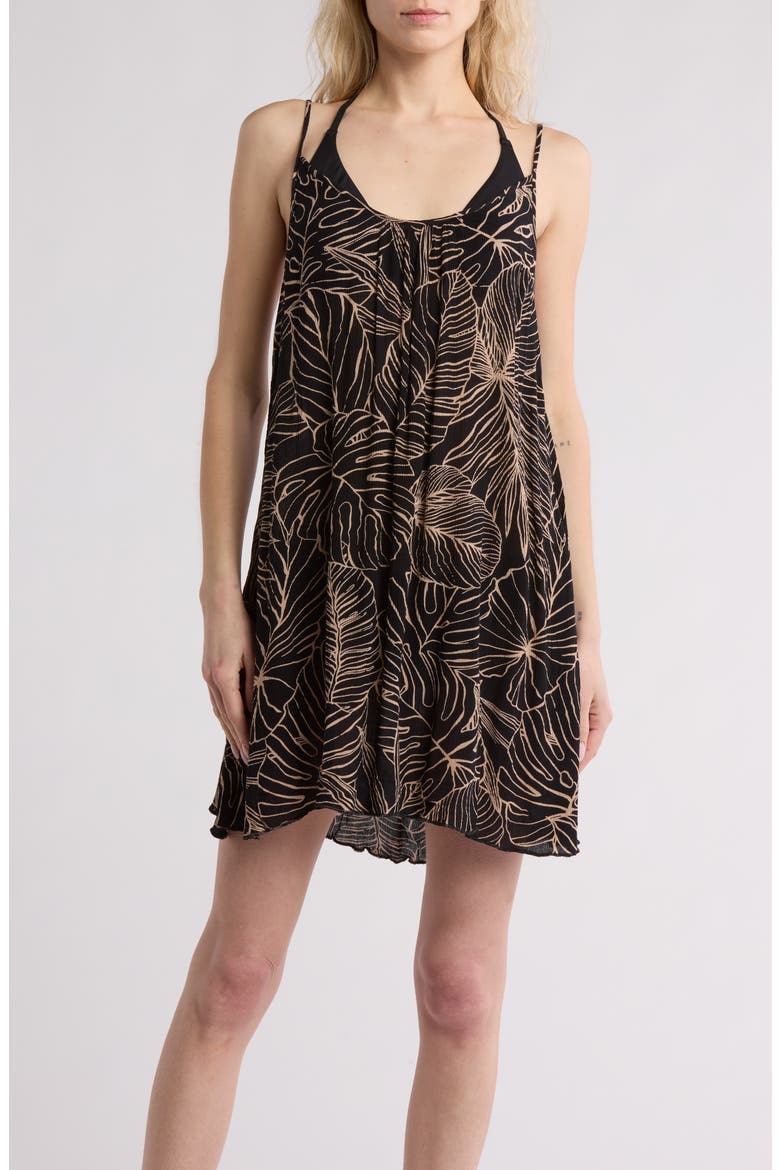 Printed Cover-Up Dress, Main, color, BLACK NATURAL TROPIC