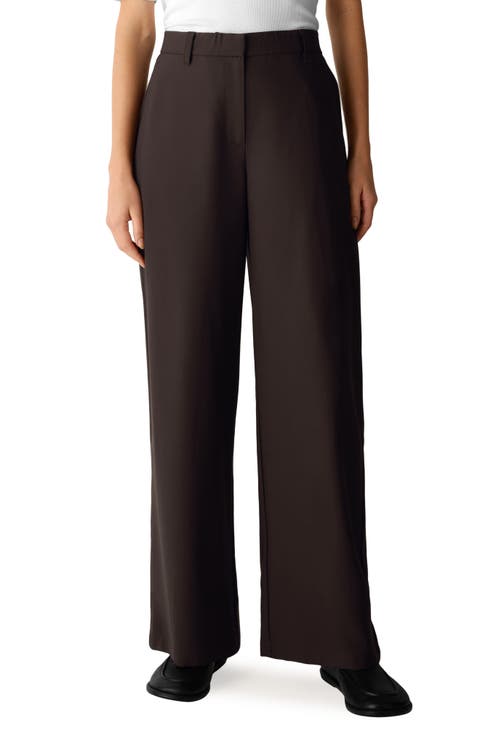 High Waist Wide Leg Wool Trousers