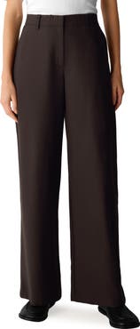 Eileen Fisher High Waist Wide Leg Wool Trousers