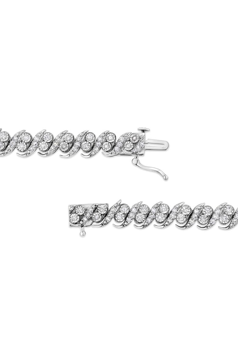 Silver 2.0 Cttw Round-Cut Diamond "S" Link Bracelet, Alternate, color, White