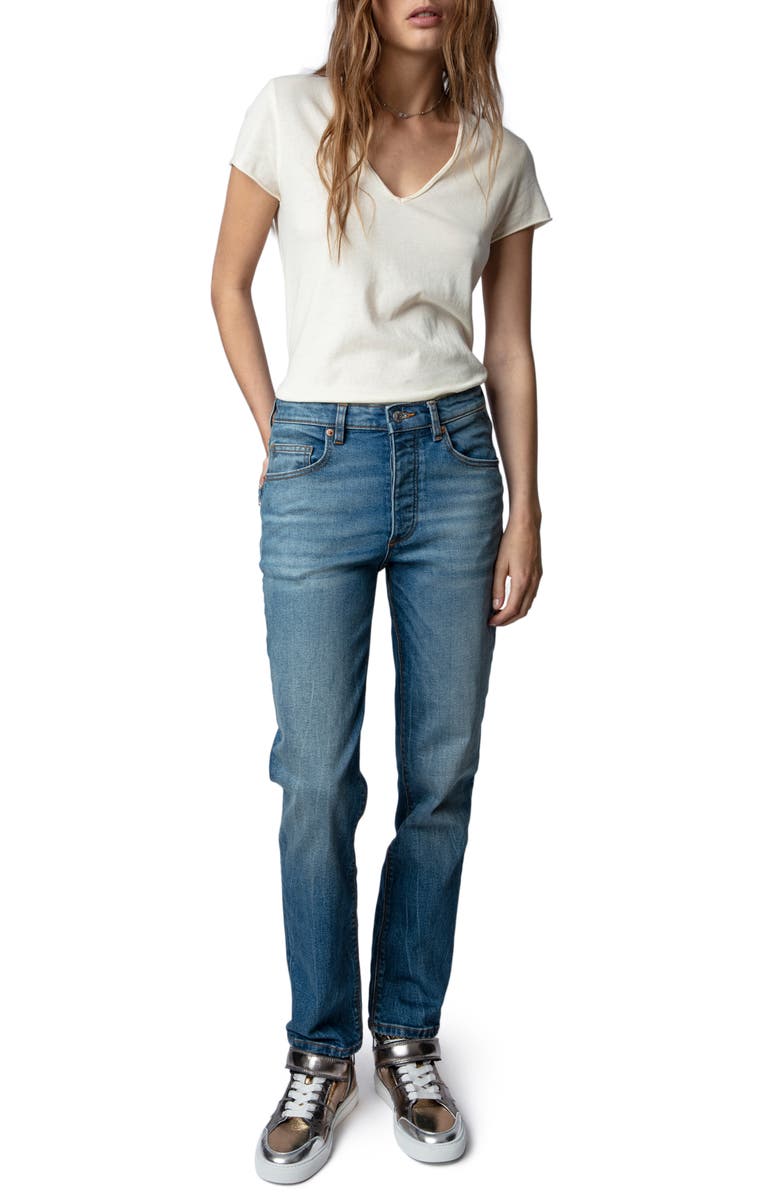 Zadig & Voltaire Story Wings Fishnet Cotton T-Shirt, Alternate, color, 