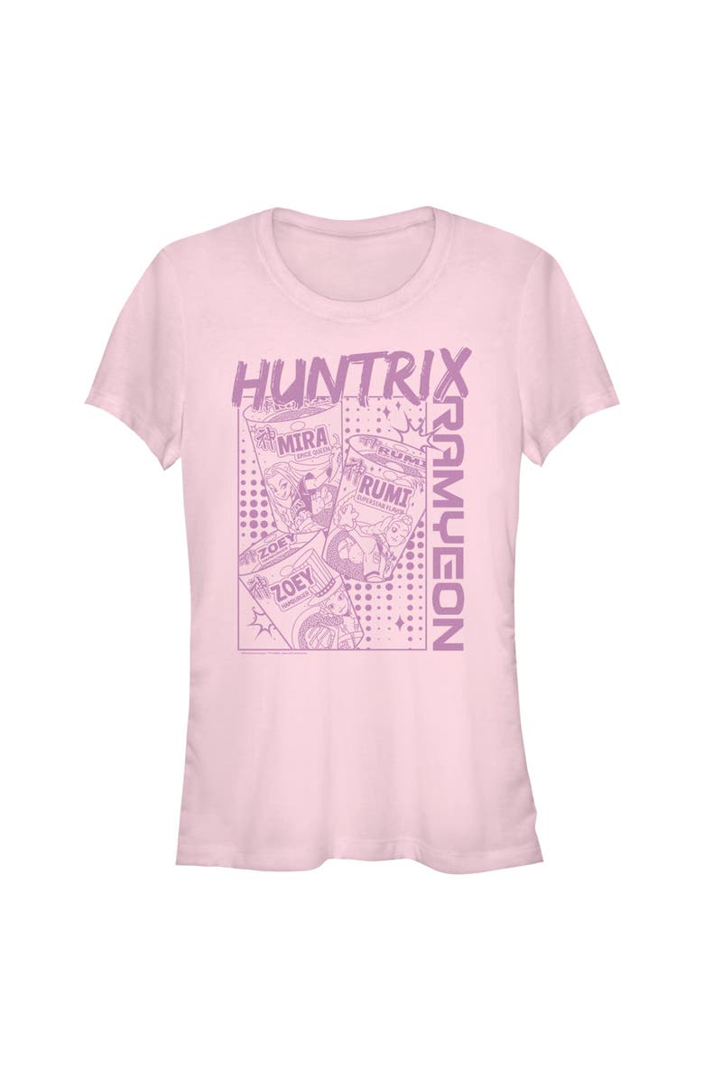 KPop Demon Hunters Junior's KPop Demon Hunters Zoey Mira and Rumi Ramyeon Graphic T-Shirt, Main, color, Light Pink