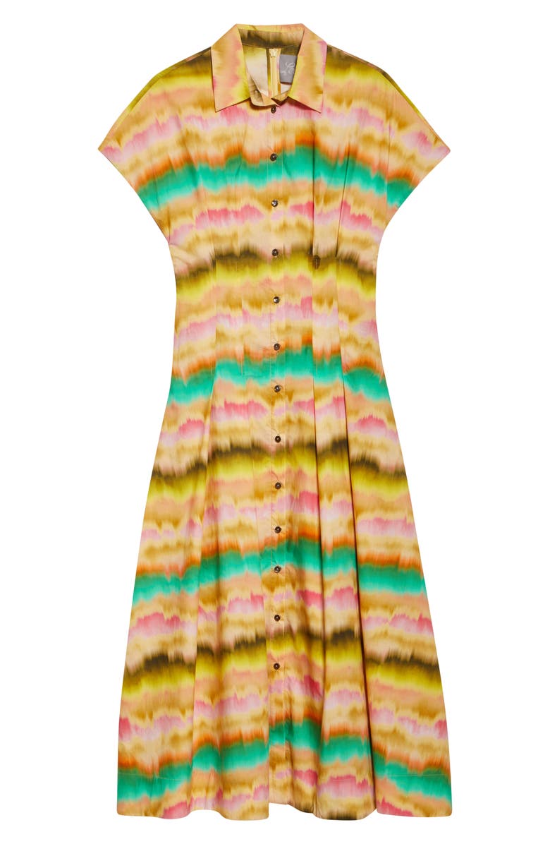 Lela Rose Sunset Seam Detail Cotton Poplin Shirtdress, Alternate, color, Yellow Multi