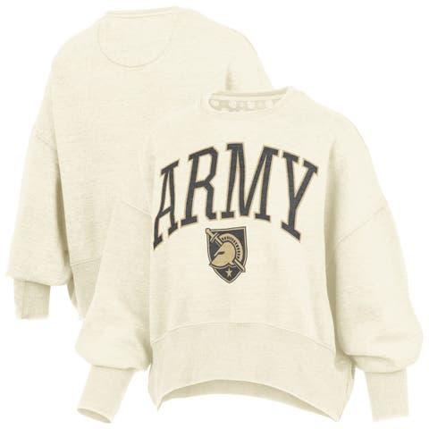 Women's Pressbox Natural Army Black Knights Oversized Waist-Length Crewneck Sweatshirt