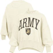 PRESSBOX Women's Pressbox Natural Army Black Knights Oversized Waist-Length Crewneck Sweatshirt