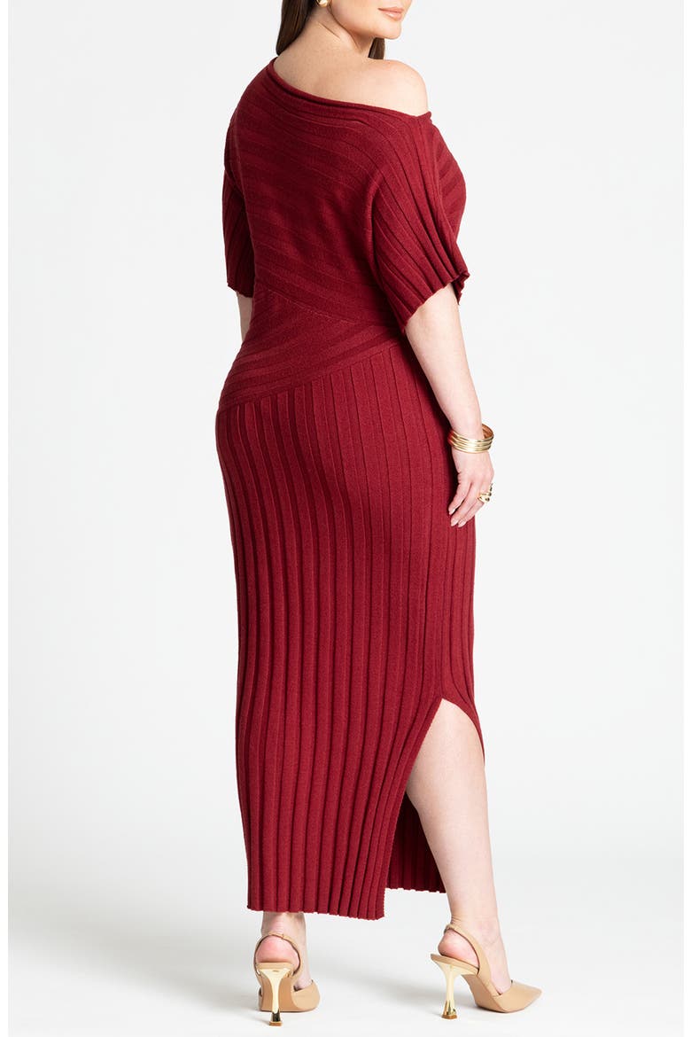Mixed Directional Rib Midi Dress, Alternate, color, SYRAH