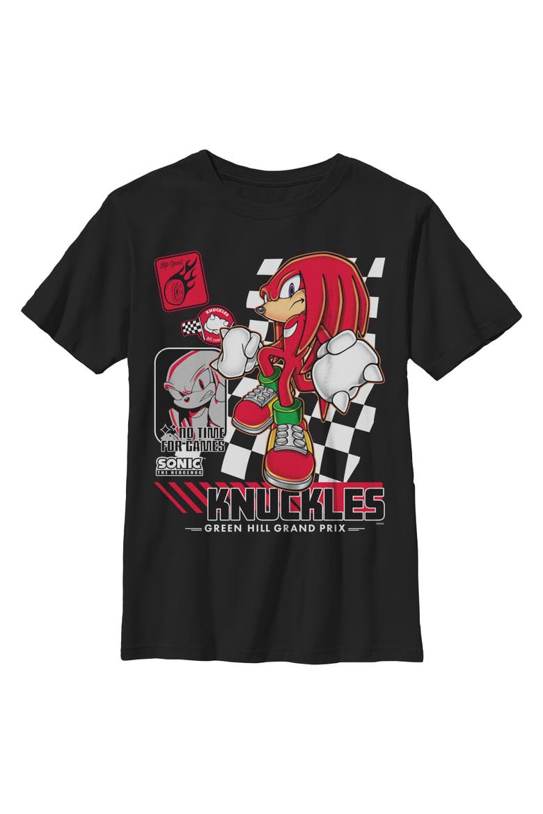 Boy's Sonic the Hedgehog Knuckles Raceway  Graphic T-Shirt, Main, color, Black