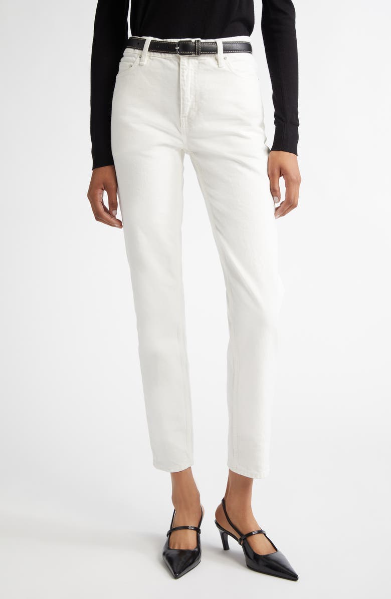 TOTEME Low Rise Organic Cotton Tapered Straight Leg Jeans, Main, color, White