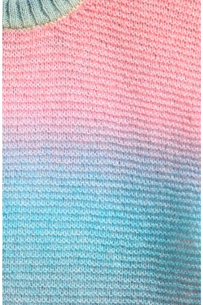 Rainbow Stripe Sweater, Alternate, color, AQUA RAINBOW