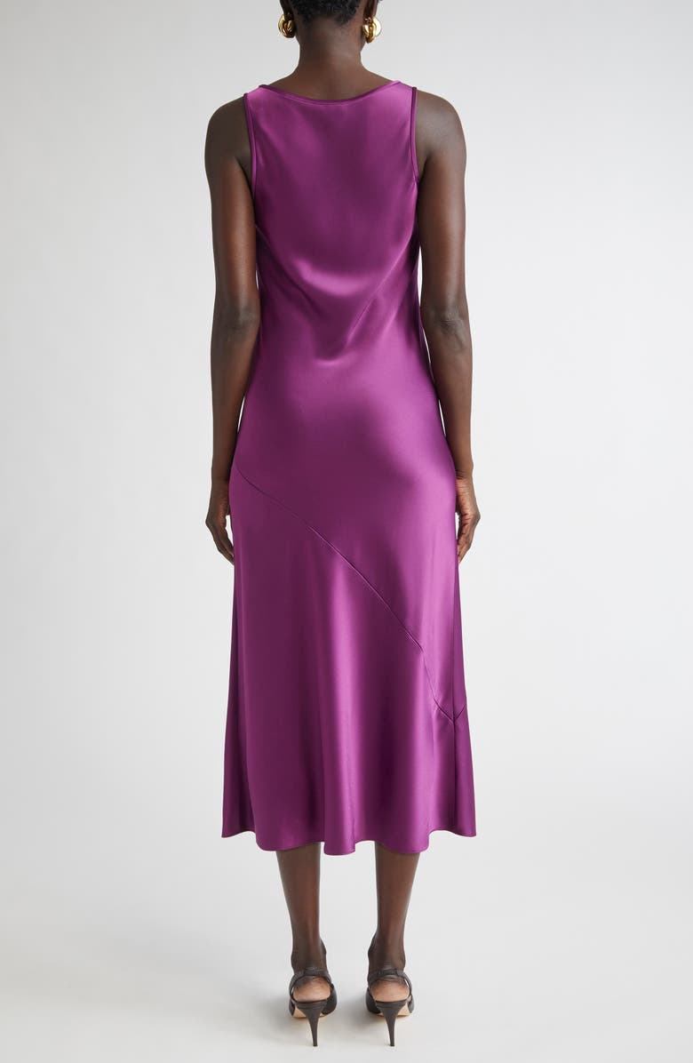 ST. JOHN Sleeveless Satin Midi Dress, Alternate, color, Boysenberry