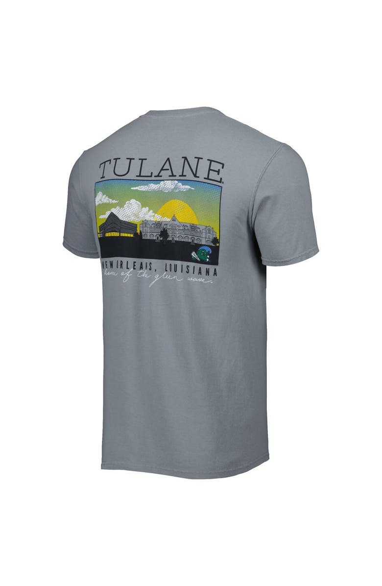 IMAGE ONE Men's Gray Tulane Green Wave Campus Scenery Comfort Color T-Shirt, Alternate, color, 