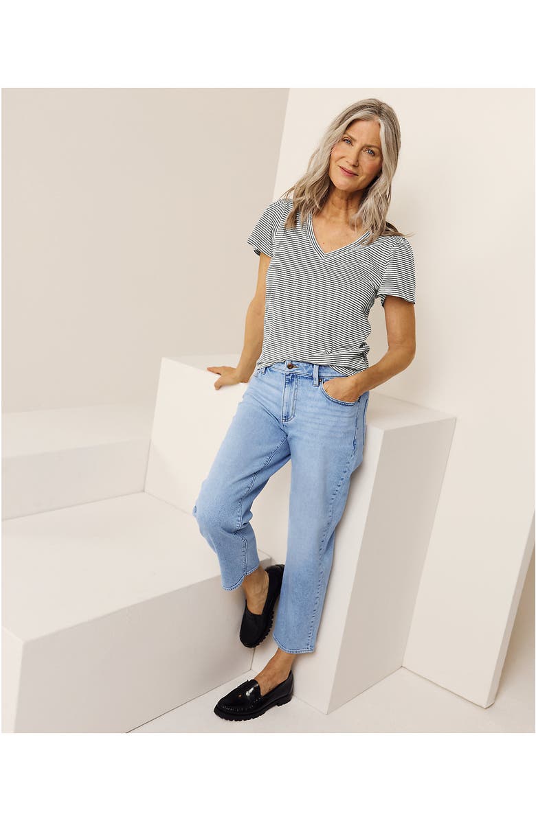 Lands' End Soft Denim Mid Rise Relaxed Straight Crop Jeans, Alternate, color, Harlow Blue Wash