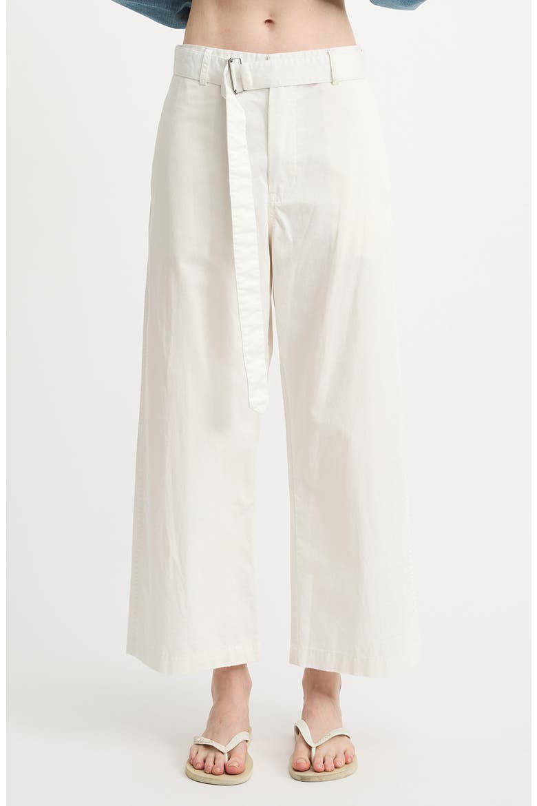 Belted Wide Leg Cotton Chino Pants, Main, color, WHITE