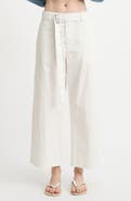 DENIMIST Belted Wide Leg Cotton Chino Pants