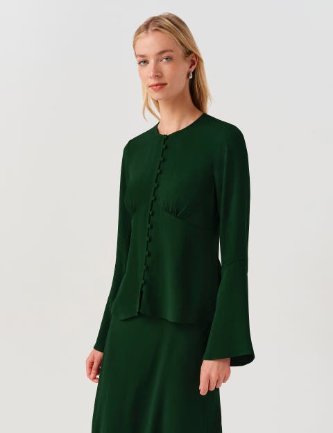 Ceaira Button Down Bell Sleeve Blouse