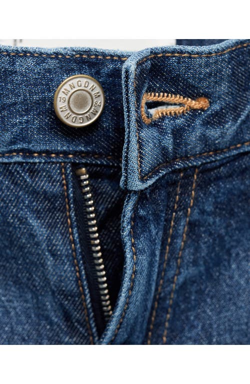 Shop Mango High Waist Wide Leg Jeans In Dark Blue