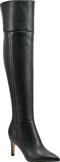 $265 New 8.5 Marc Fisher LTD Women PHILLY Over 2024 the Knee chunky Boots Tan Black