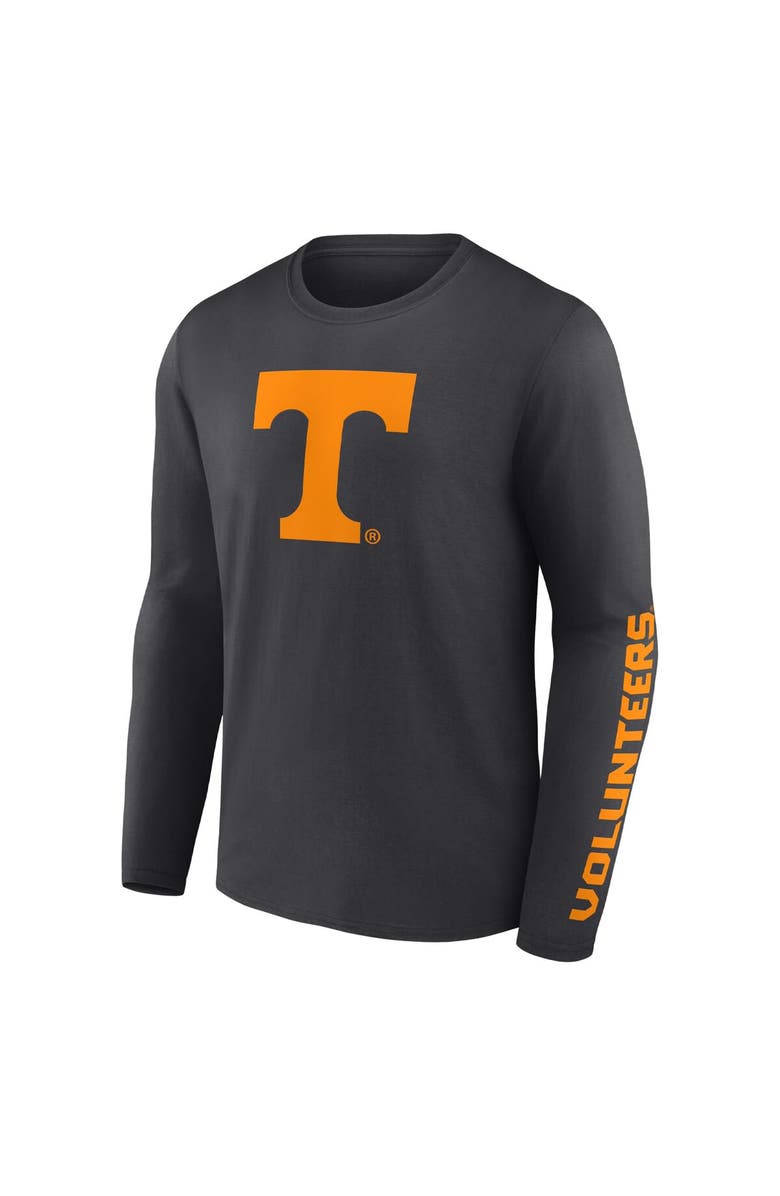 FANATICS Men's Fanatics Branded Heathered Charcoal Tennessee Volunteers Double Time 2-Hit Long Sleeve T-Shirt, Alternate, color,