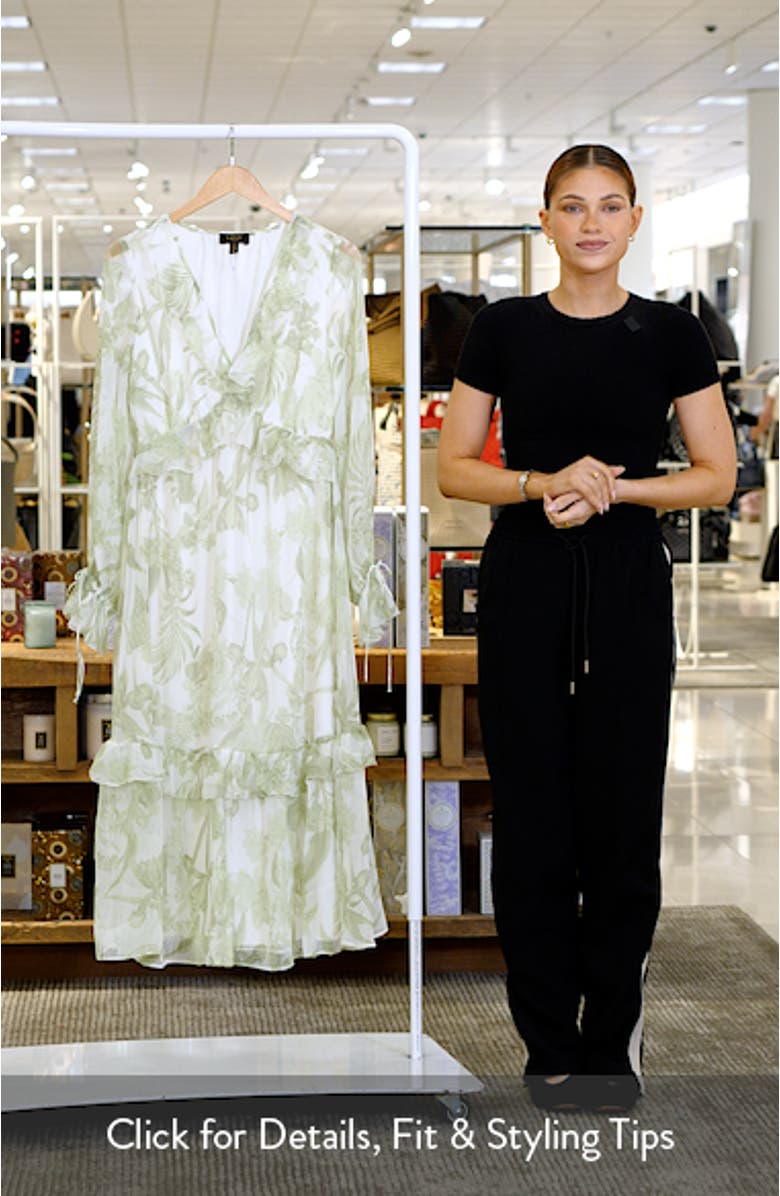 Long Sleeve Floral Print Chiffon Dress, sales video thumbnail