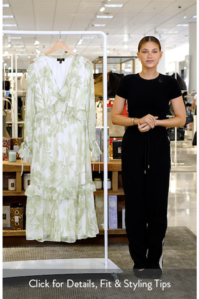 Long Sleeve Floral Print Chiffon Dress video
