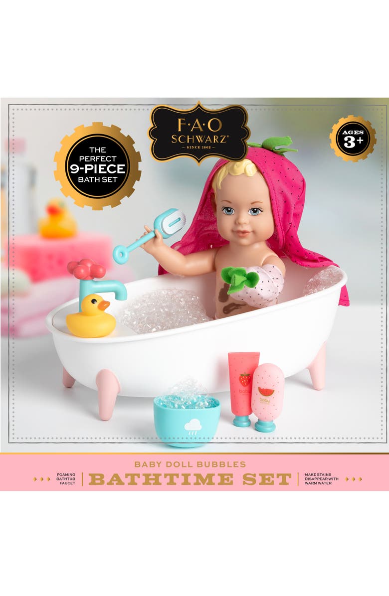 FAO Schwarz 9-Piece Toy Doll Bath Set, Alternate, color, 
