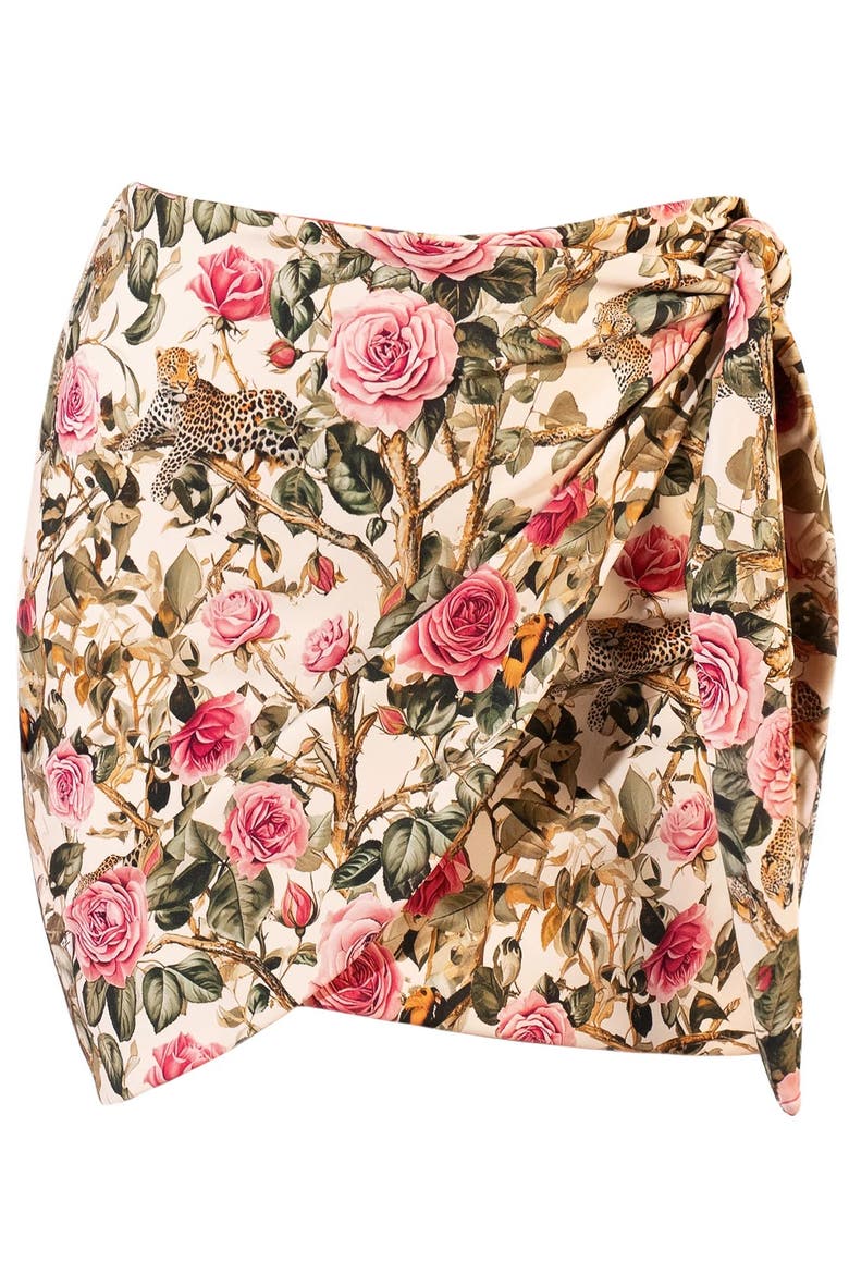 Faux Wrap Mini Cover-Up Skirt, Alternate, color, Pink Rose Leopard