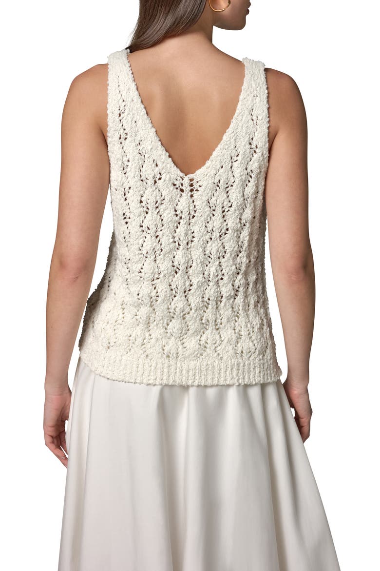 Double V-Neck Open Stitch Sweater Vest, Alternate, color, CREAM
