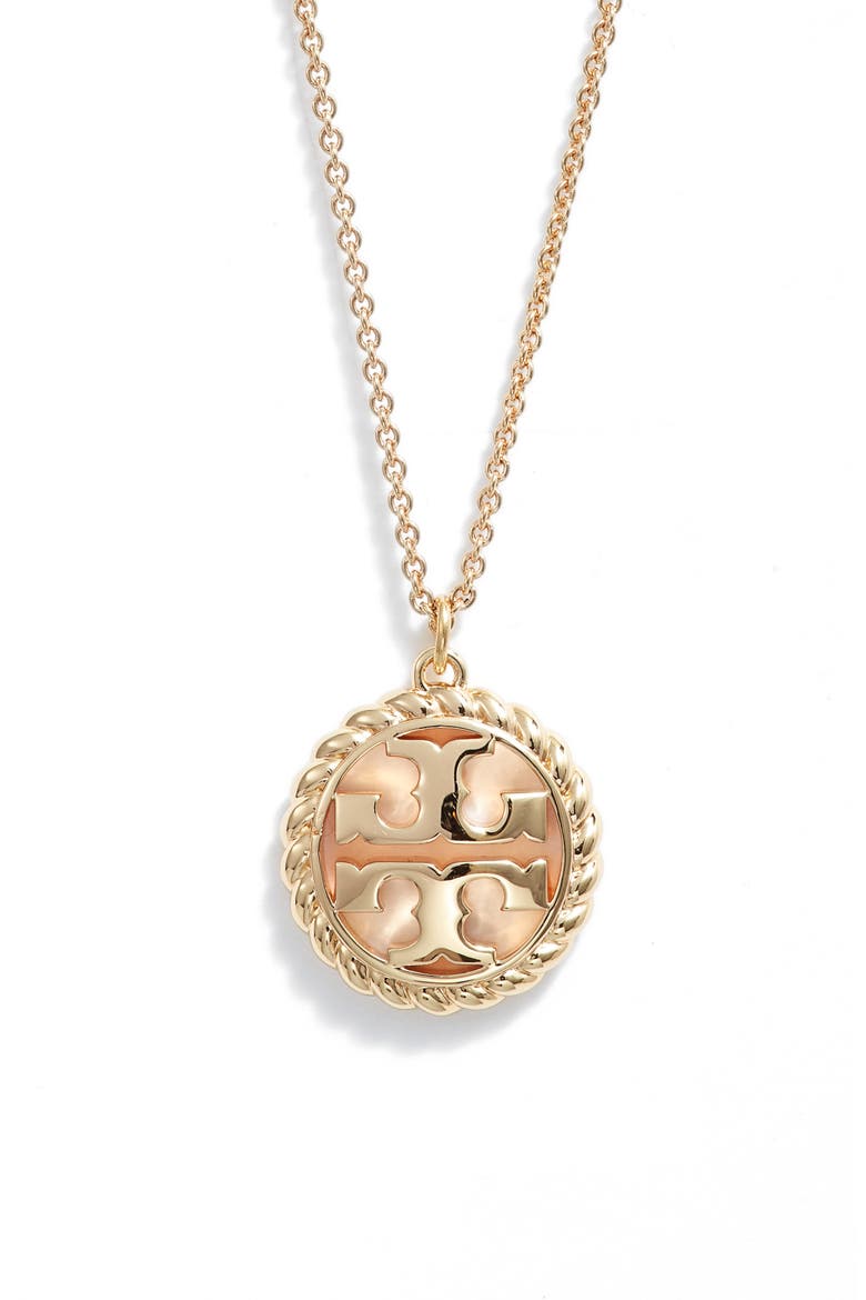 Rope Logo Pendant Necklace, Main, color, TORY GOLD