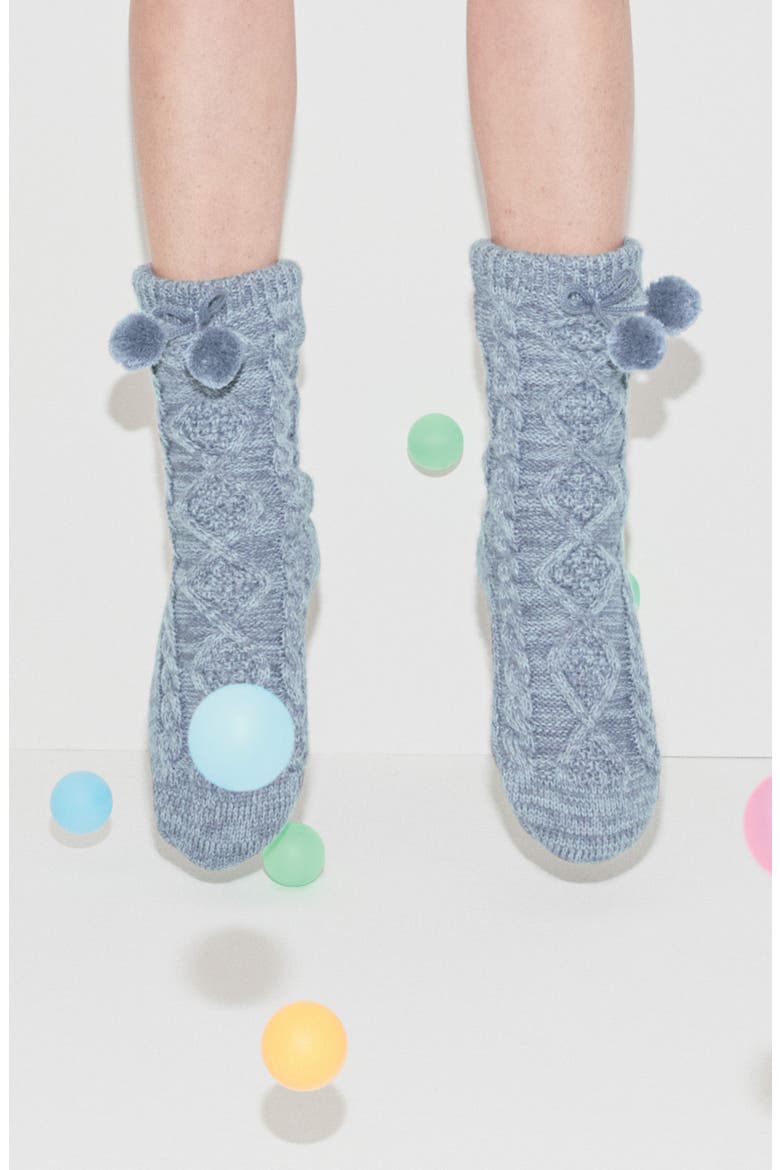 Pompom Fleece Lined Socks, Alternate, color, FUCHSIA