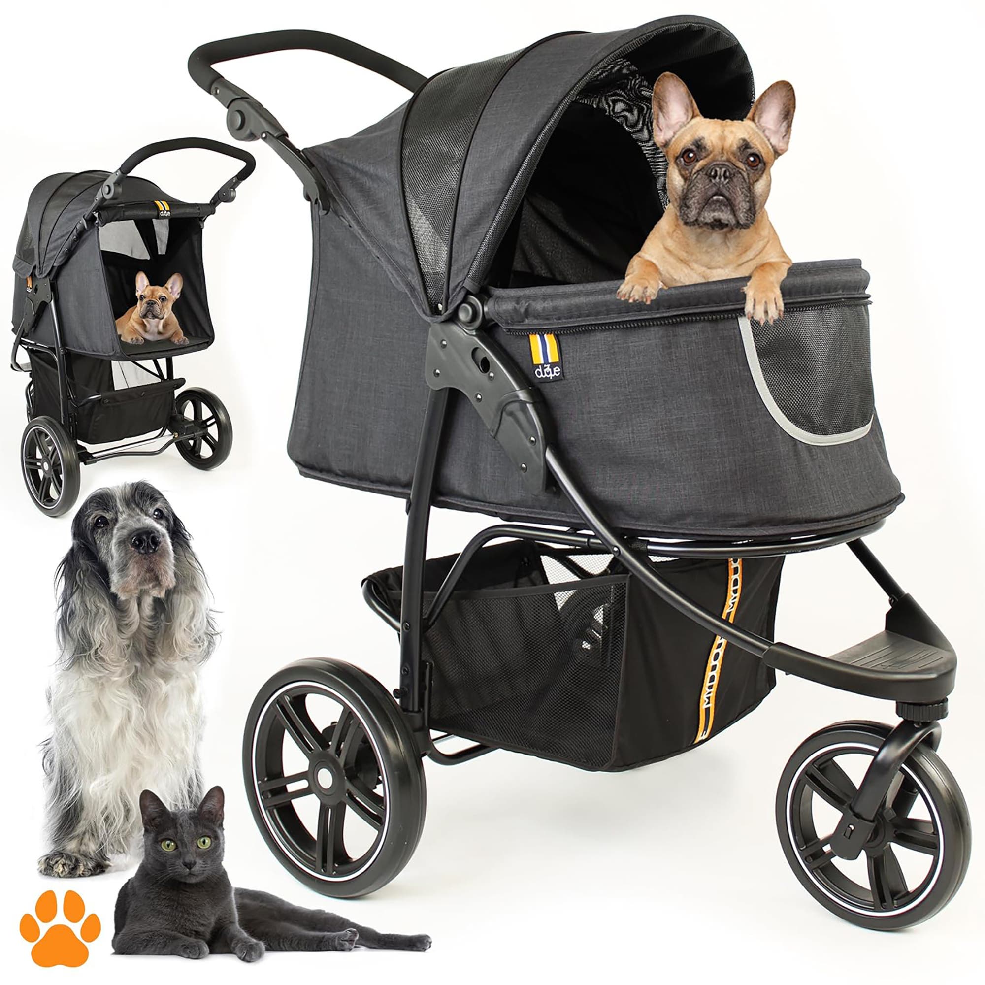My Duque Pet 3 Wheel Stroller For Dog, Cat & Pets Up To 33 Lbs in Multicolored 