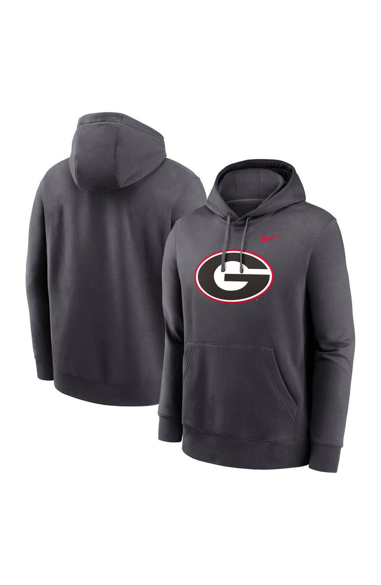 Nike Men's Nike Anthracite Georgia Bulldogs Primetime Club Fleece Pullover Hoodie, Main, color, 