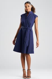 N Natori Solid Taffeta Tie Front Dress