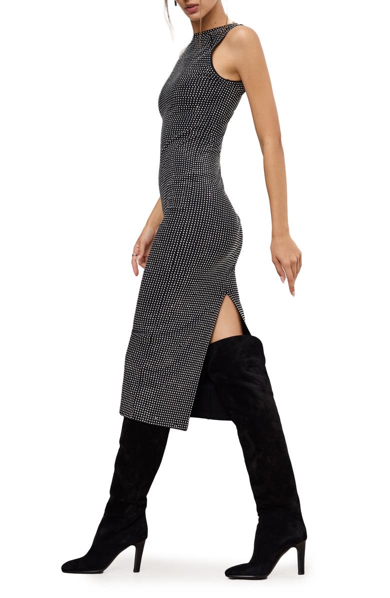 Good American Crystal High Neck Dress, Alternate, color, Black001