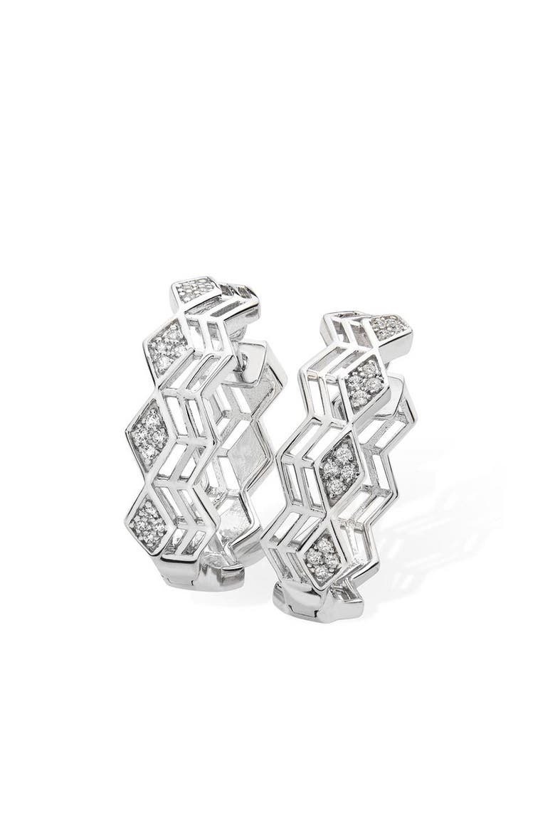Art Deco Triangle Hoops, Main, color, Sterling Silver