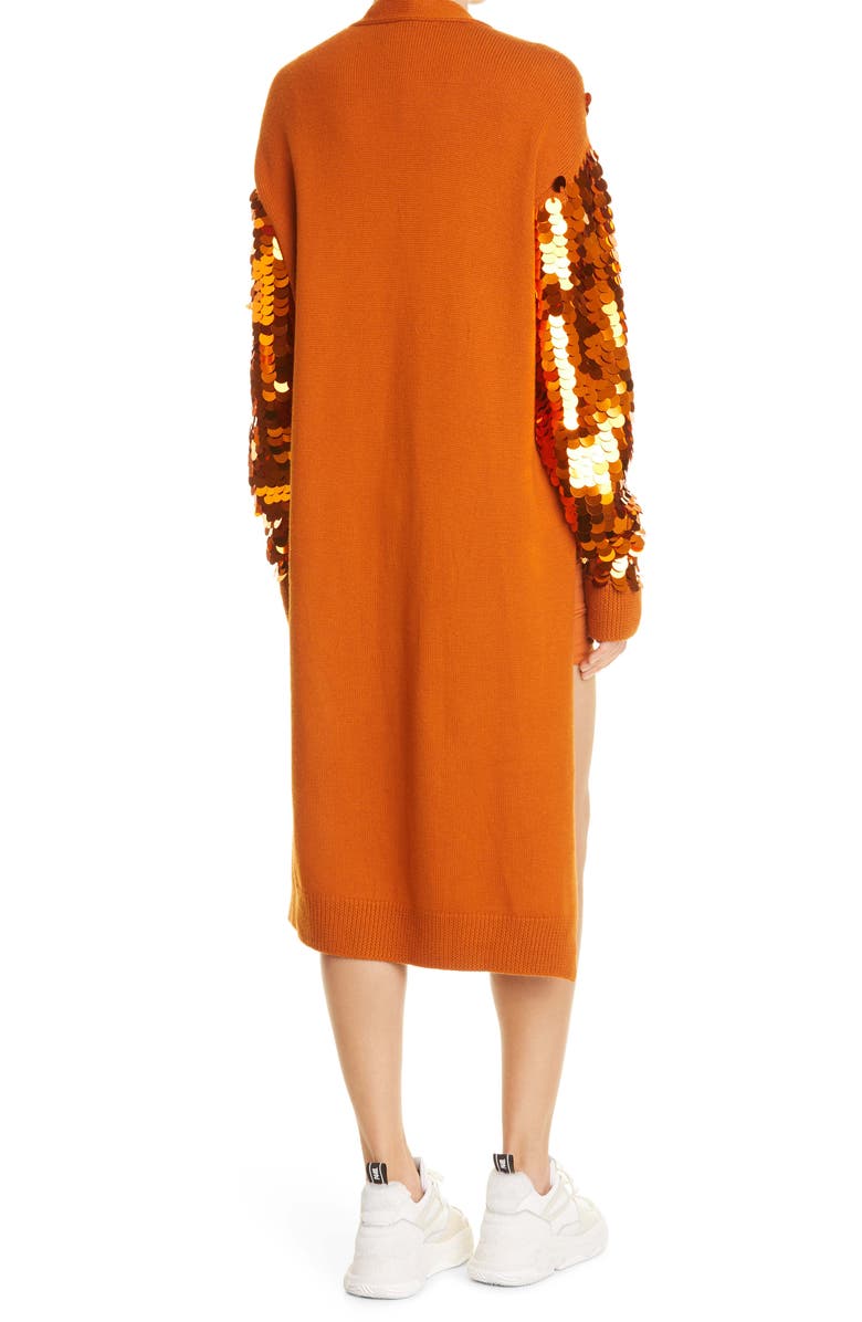 MONSE Sequin Longline High-Low Merino Wool Cardigan, Alternate, color,