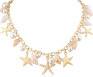 JARDIN Shell & Faux Pearl Charm Necklace