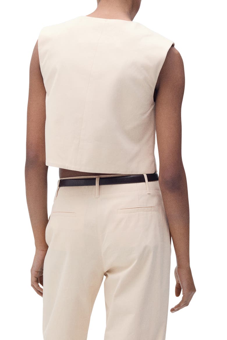 Button Cotton Crop Top, Alternate, color, ECRU