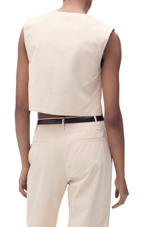 Mango Button Cotton Crop Top In White