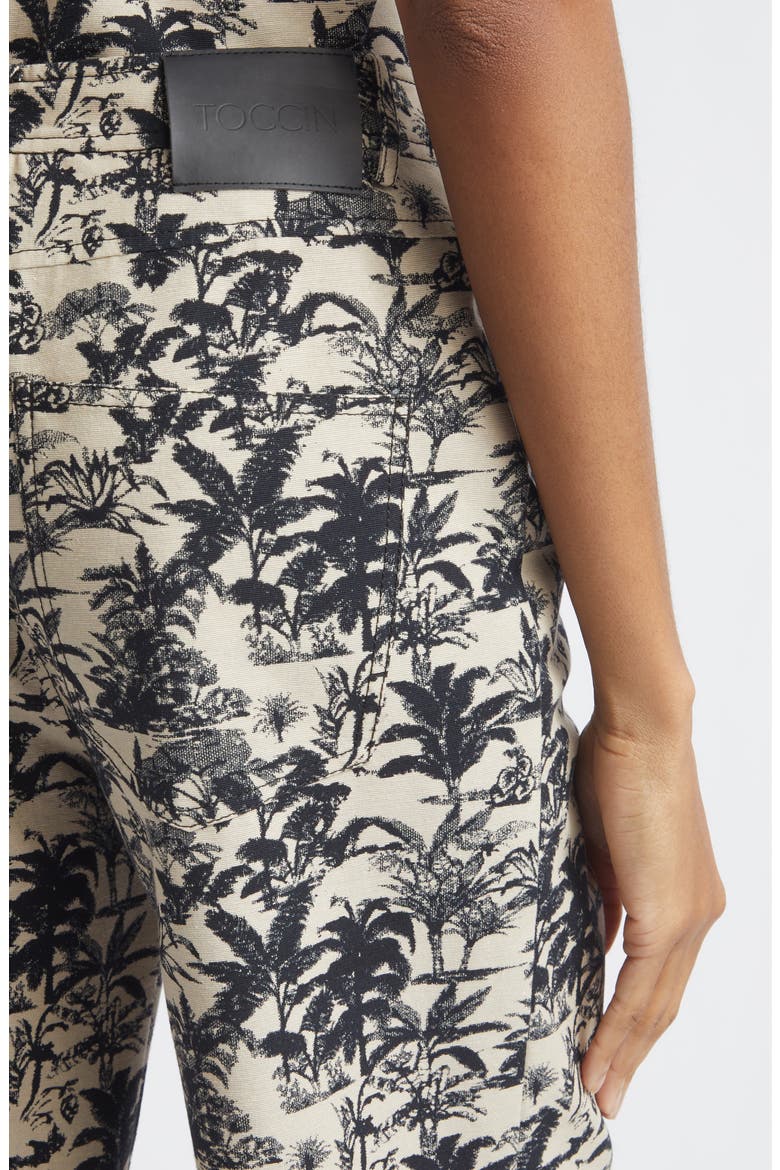 Blaire Tropical Print Wide Leg Pants, Alternate, color, JET/ NATURAL