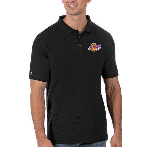 Men's Antigua Black Los Angeles Lakers Legacy Pique Polo