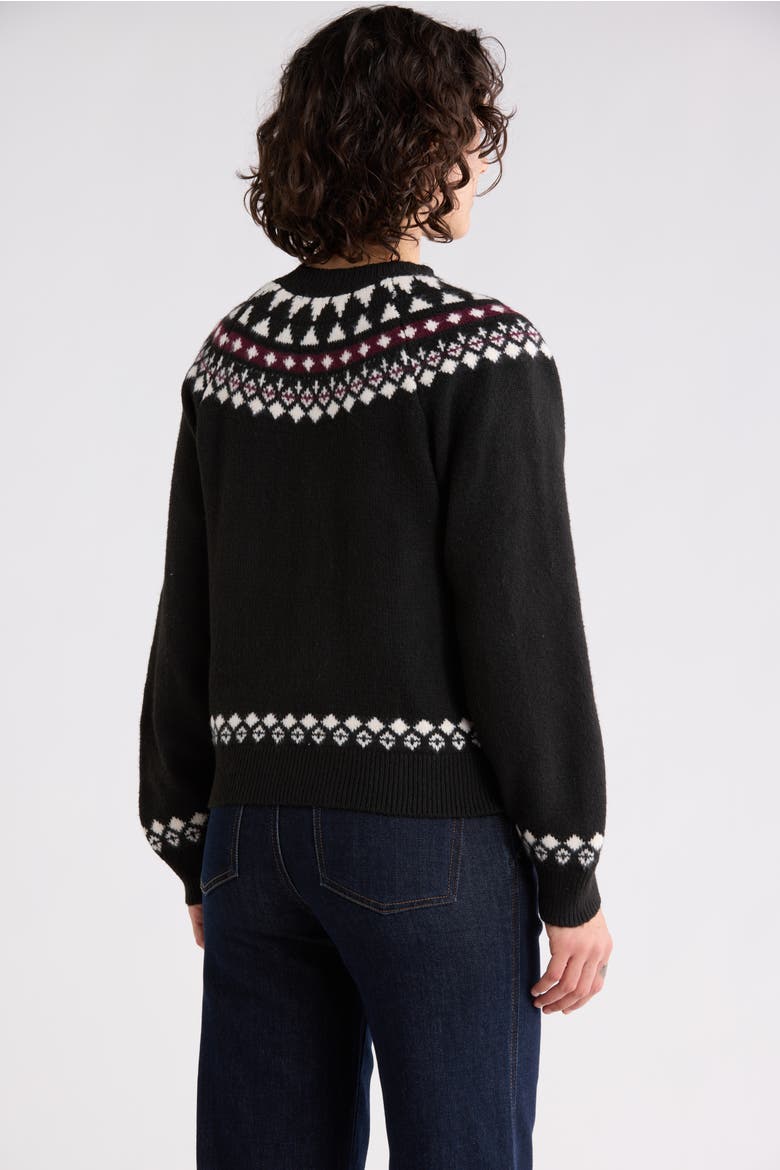 Fair Isle Cardigan, Alternate, color, BLACK/ PROSECCO/ PINOT