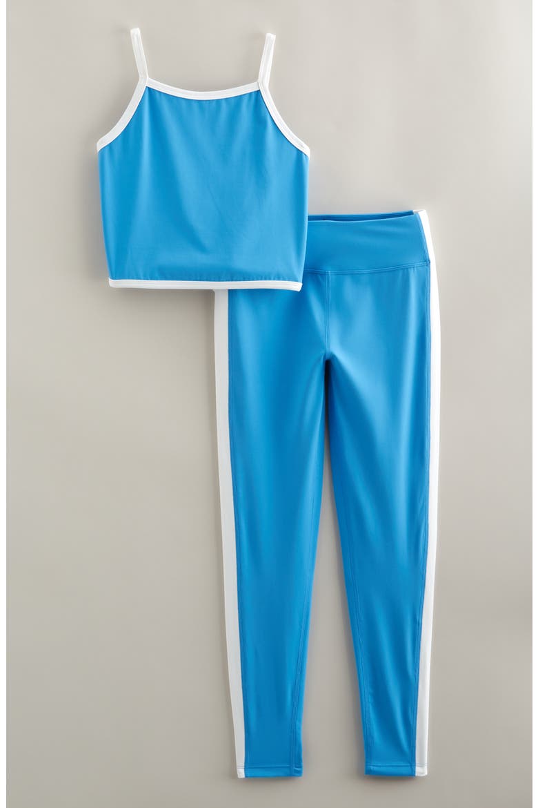 Kids' Earn Your Stripes Crop Tank & Leggings Set, Main, color, BLUE MAYA