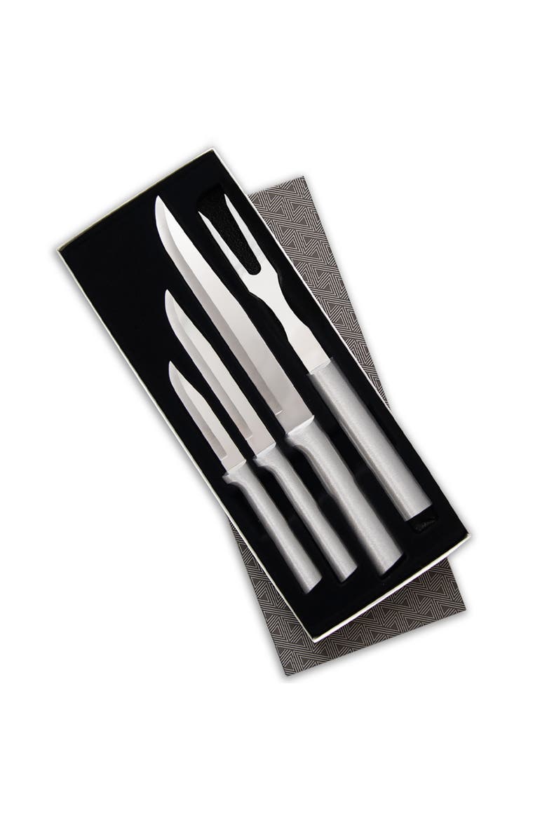 4 Piece Prepare then Carve Knife Set with Gift Box, Main, color, Silver