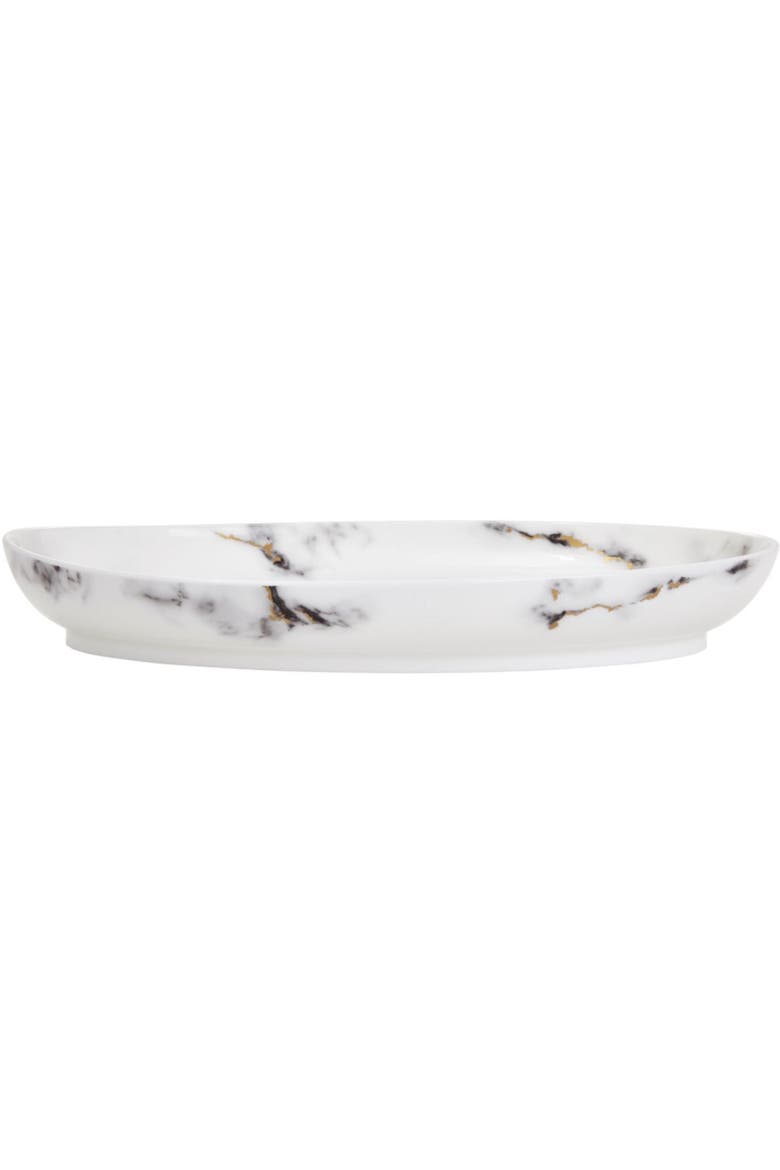Marble Venice Fog 16 Inch Deep Oval Platter, Main, color, White