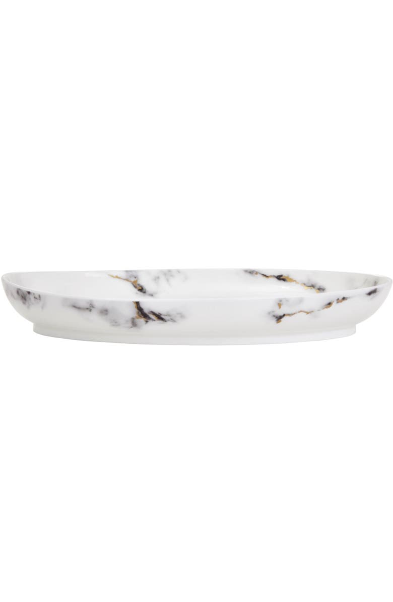 Prouna Marble Venice Fog 16 Inch Deep Oval Platter, Main, color, White