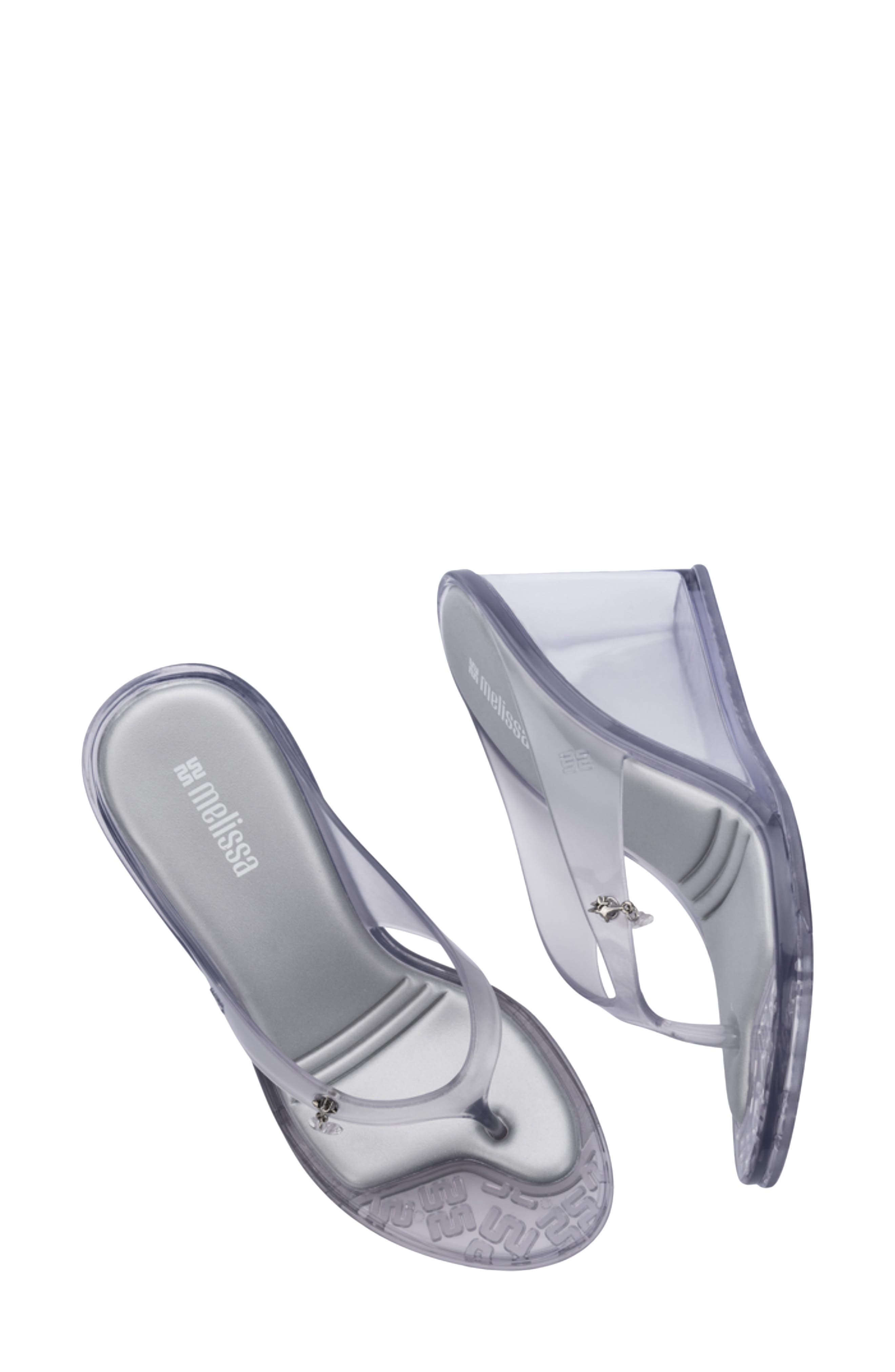 Nabeela Wedge Flip Flop, Alternate, color, CLEAR GREY