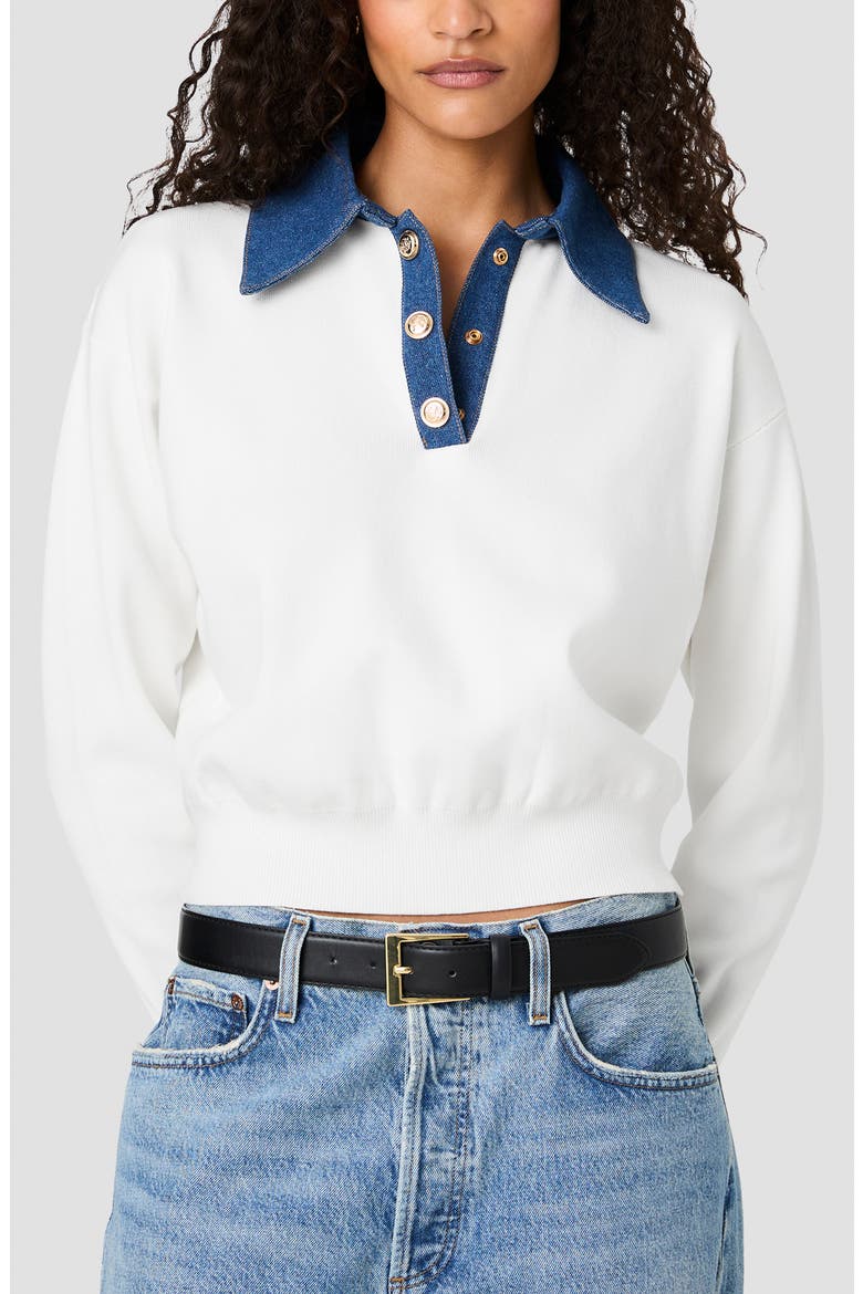 Denim Collar Sweater, Main, color, PORCELAIN CREAM