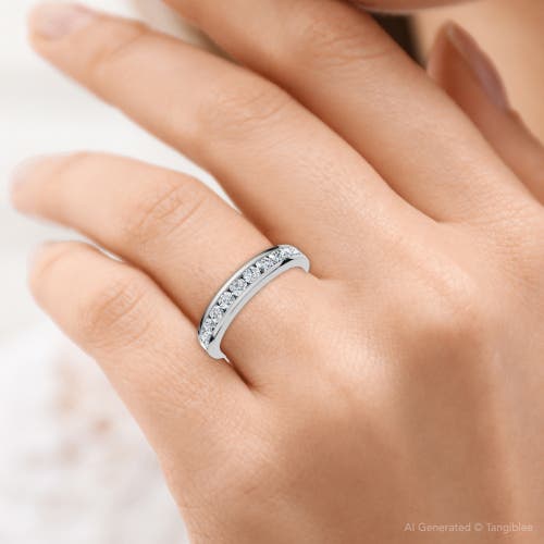 Bliss Diamond 1/2ct Diamond Wedding Ring Channel Set 14k Gold Or Platinum Lab Grown Ef/vs In Silver